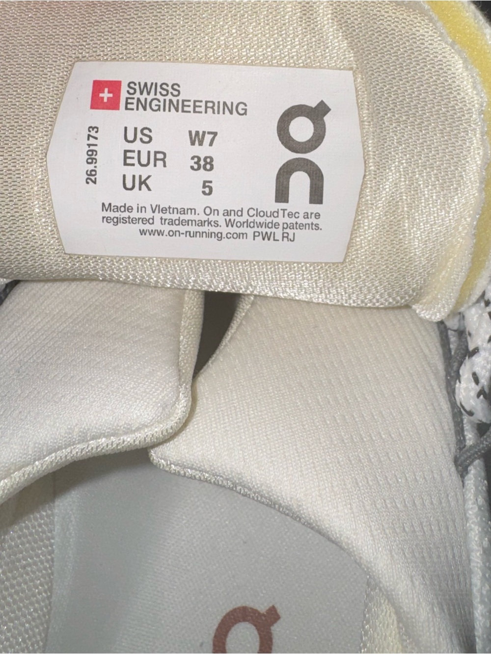 On Cloud Running White Sneakers with Tan Accents - Picture 6 of 7